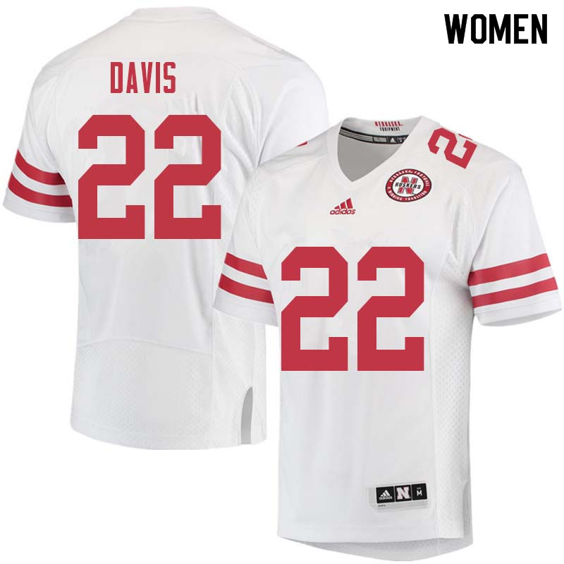 Women #22 Alex Davis Nebraska Cornhuskers College Football Jerseys Sale-White - Click Image to Close